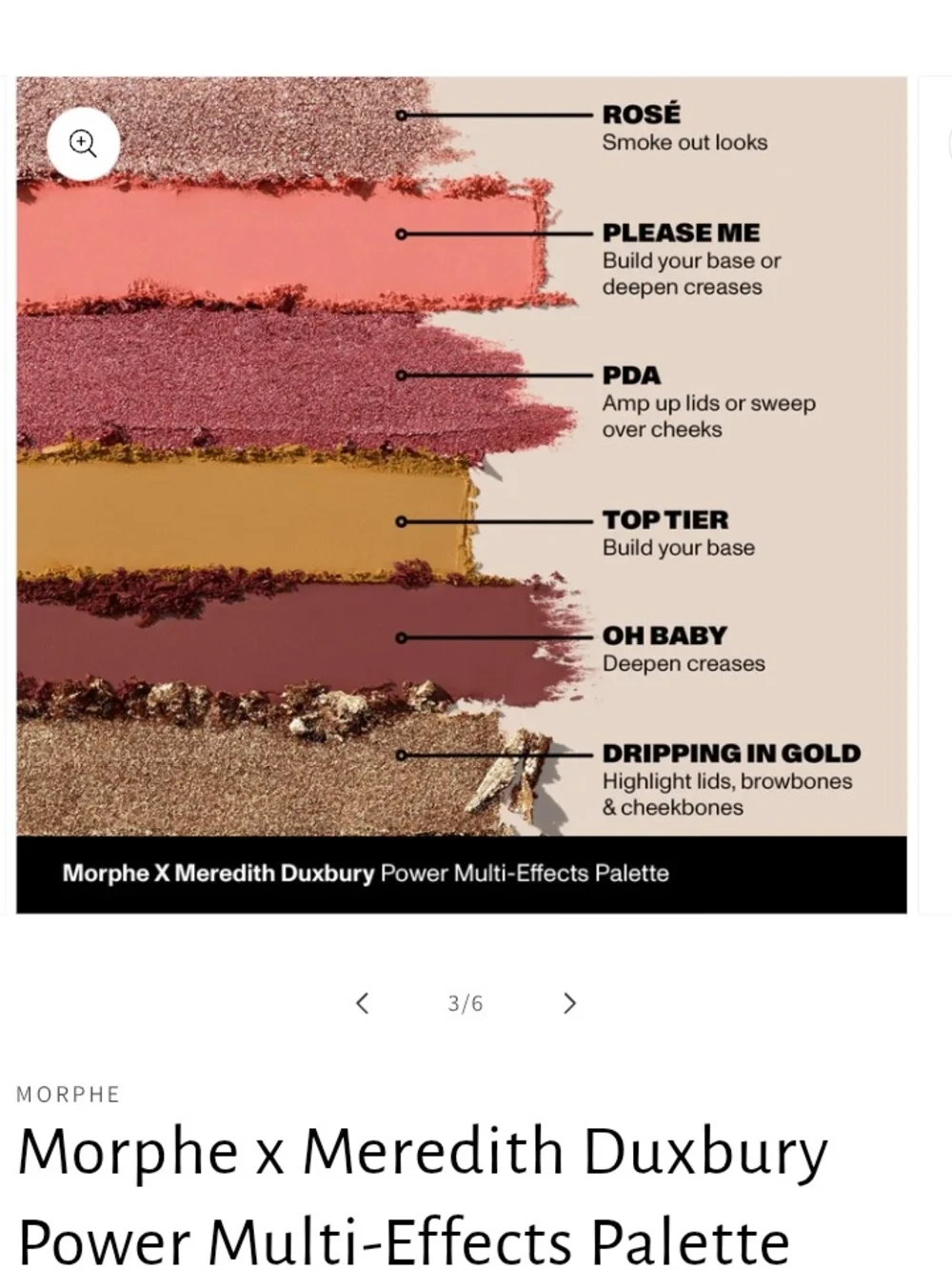 Morphe Eyeshadow Palette — Gold, Pink, Brown, Black